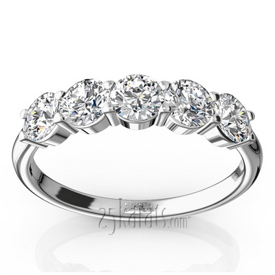 Classic 5 stone Closed Basket Anniversary Band (1.00ct. tw) thumbnail 1