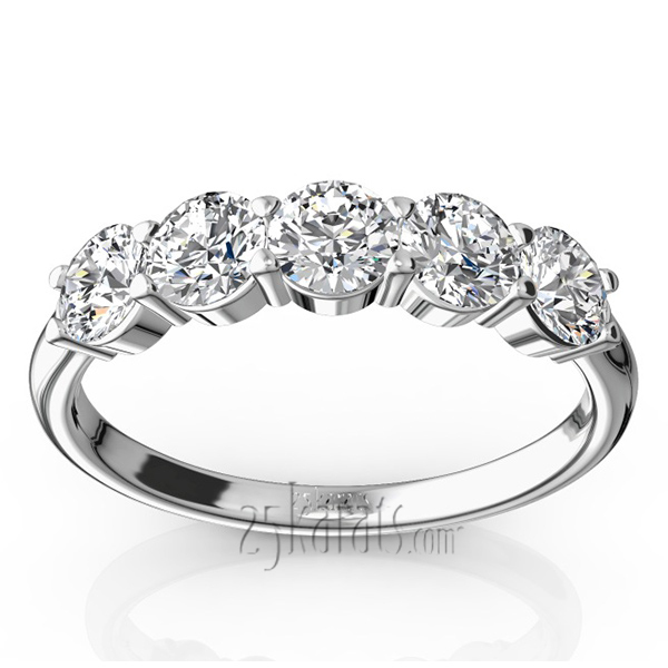 14K white gold Classic 5 stone Closed Basket Anniversary Band (1.00ct. tw) - main view
