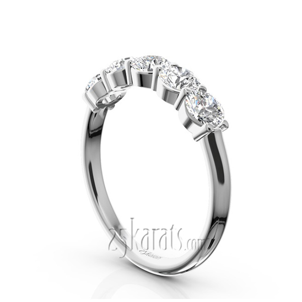 14K white gold Classic 5 stone Closed Basket Anniversary Band (1.00ct. tw) - alternate view 2