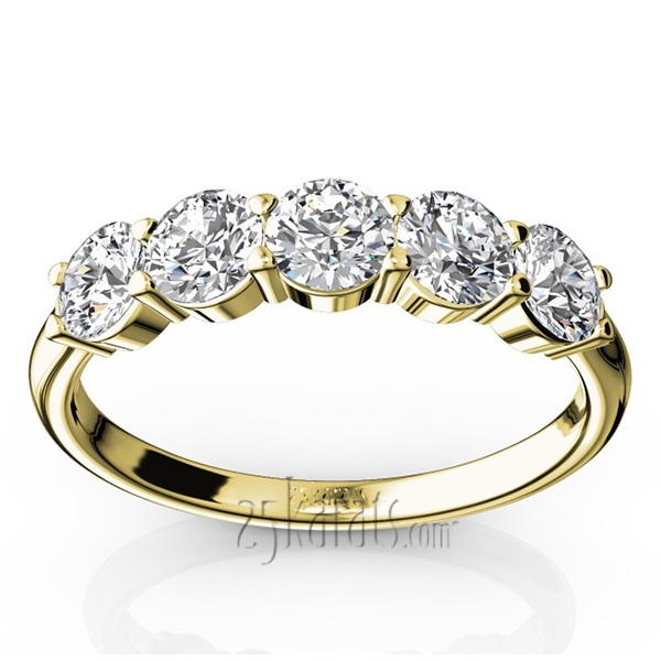 14K white gold Classic 5 stone Closed Basket Anniversary Band (1.00ct. tw) - alternate view 4