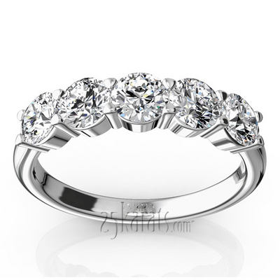 Classic 5 stone Closed Basket Anniversary Band (1.25ct. tw) thumbnail 1
