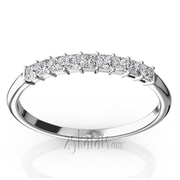 14K white gold 9 Stone Princess Cut Basket Setting Woman Ring (1/4 ct. tw.) - main view
