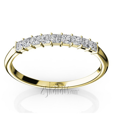 9 Stone Princess Cut Basket Setting Woman Ring (1/4 ct. tw.) thumbnail 4