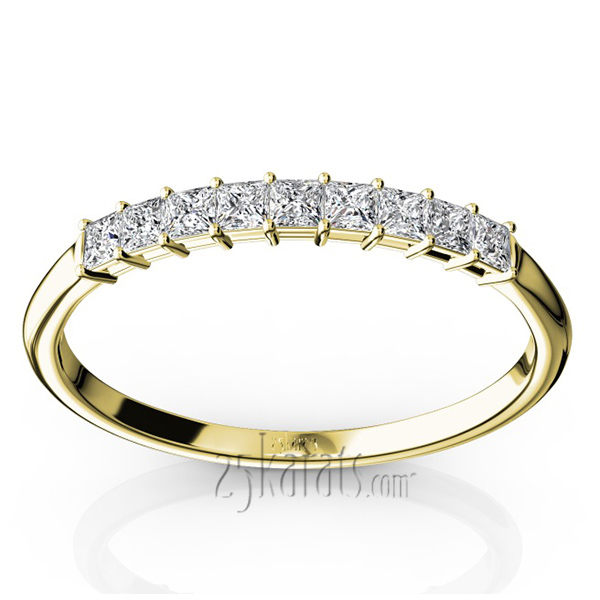 14K white gold 9 Stone Princess Cut Basket Setting Woman Ring (1/4 ct. tw.) - alternate view 4