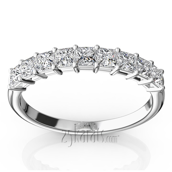 9 Stone Princess Cut Basket Setting Diamond Band (3/4 ct. tw.)