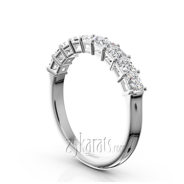14K white gold 9 Stone Princess Cut Basket Setting Woman Ring (1 ct. tw.) - alternate view 2