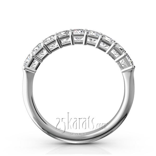 14K white gold 9 Stone Princess Cut Basket Setting Woman Ring (1 ct. tw.) - alternate view 3