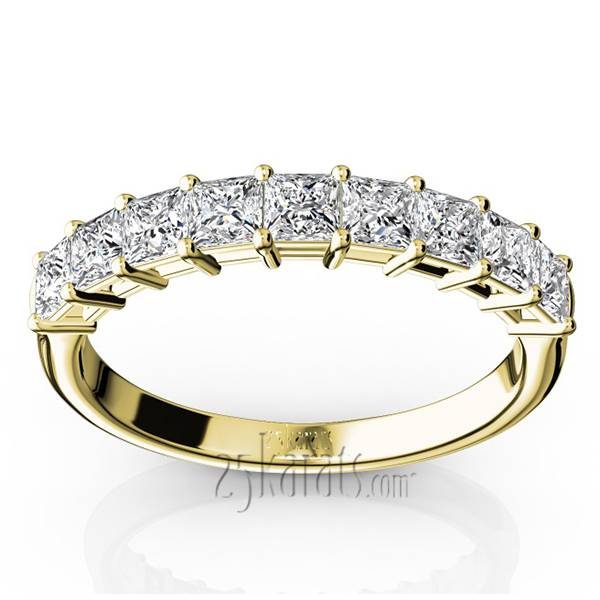 14K white gold 9 Stone Princess Cut Basket Setting Woman Ring (1 ct. tw.) - alternate view 4