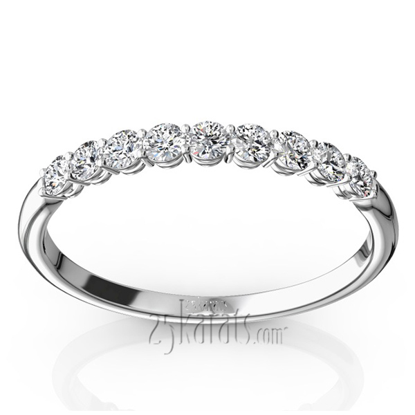 14K white gold Round Brilliant Basket Setting 9 Stone Women Anniversary Ring (1/4 ct. tw.) - main view