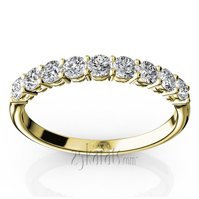 Round Brilliant Basket Setting 9 Stone Women Anniversary Ring (1/2 ct. tw.) thumbnail 4
