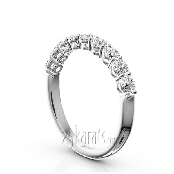 14K white gold Round Basket Set 9 Stone Diamond Anniversary Ring (3/4 ct. tw.) - alternate view 2