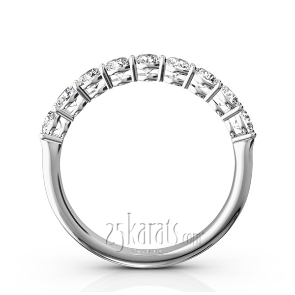 14K white gold Round Basket Set 9 Stone Diamond Anniversary Ring (3/4 ct. tw.) - alternate view 3