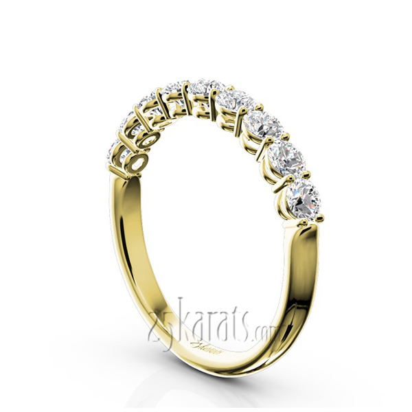 14K white gold Round Basket Set 9 Stone Diamond Anniversary Ring (3/4 ct. tw.) - alternate view 5