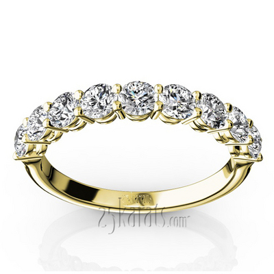 Round Brilliant Basket Setting 9 Stone Women Anniversary Ring (1 ct. tw.) thumbnail 4