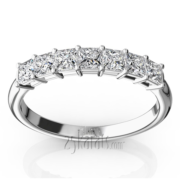 Seven Stone Princess Cut Basket Setting Woman Ring (3/4 ct. tw.)