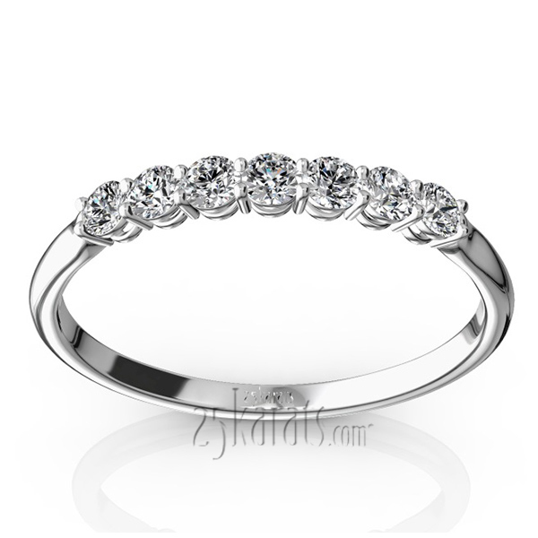 14K white gold Classic 7 Round Brilliant Diamond Woman Anniversary Band (1/4 ct. tw.) - main view