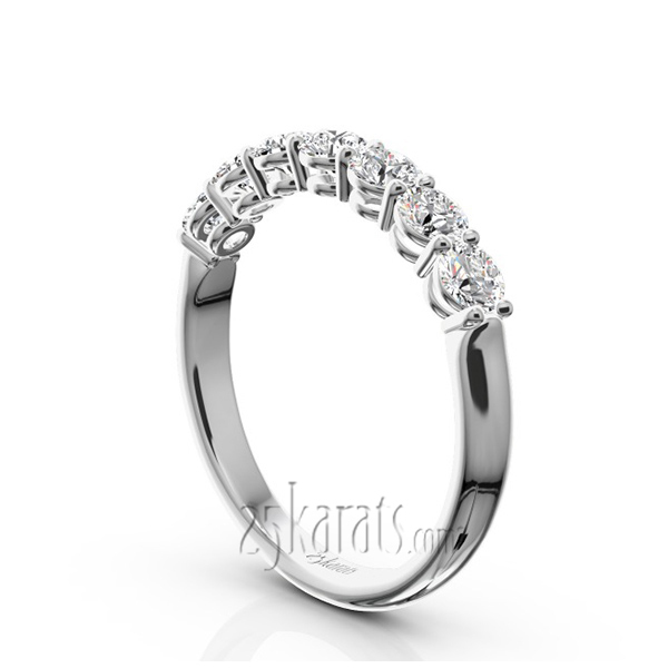 14K white gold Classic 7 Round Brilliant Diamond Woman Anniversary Band (3/4 ct. tw.) - main view