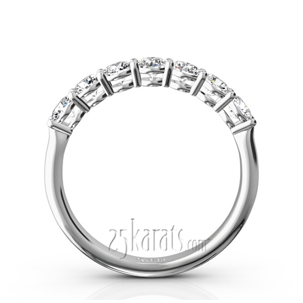 14K white gold Classic 7 Round Brilliant Diamond Woman Anniversary Band (3/4 ct. tw.) - alternate view 2