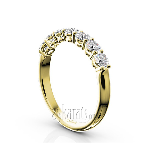 14K white gold Classic 7 Round Brilliant Diamond Woman Anniversary Band (3/4 ct. tw.) - alternate view 3