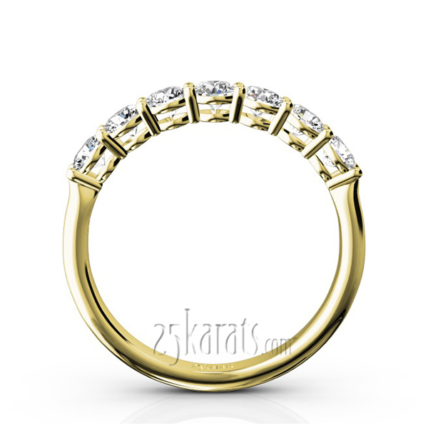 14K white gold Classic 7 Round Brilliant Diamond Woman Anniversary Band (3/4 ct. tw.) - alternate view 4