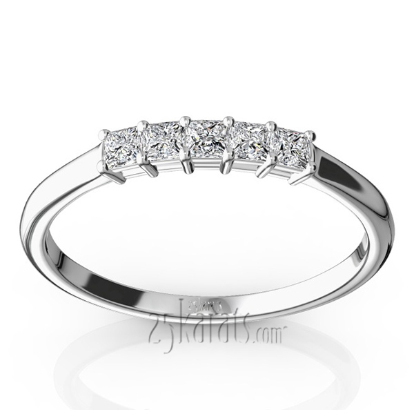 14K white gold Traditional Basket Setting Princess Cut Woman Diamond Ring (1/5 ct. tw.) - main view