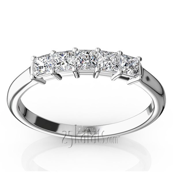 14K white gold Traditional Basket Setting Princess Cut Woman Diamond Ring (1/2 ct. tw.) - main view
