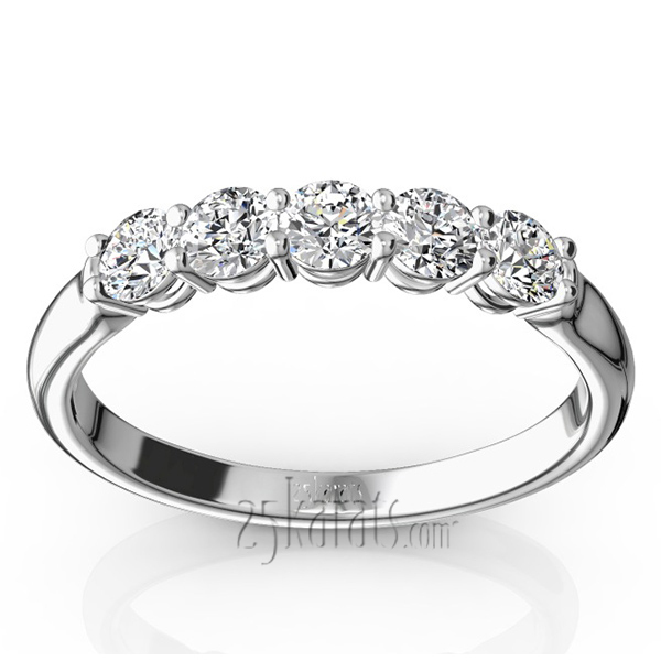 14K white gold Shared Prong Classic Five Stone Anniversary Ring (1/2 ct. tw.) - main view