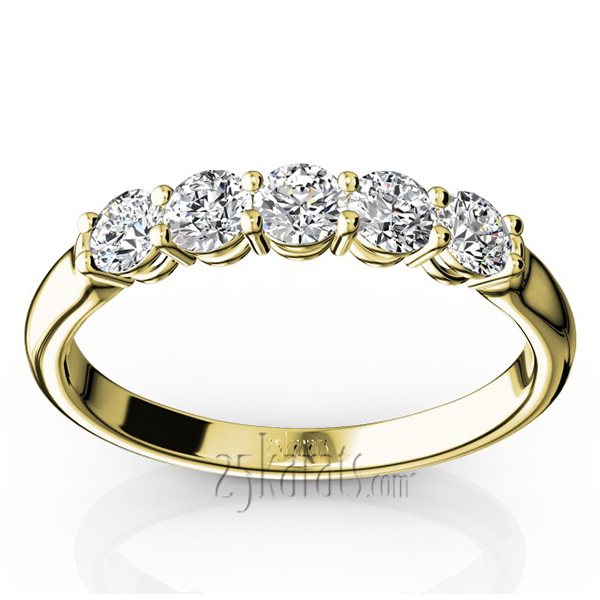 14K white gold Shared Prong Classic Five Stone Anniversary Ring (1/2 ct. tw.) - alternate view 4