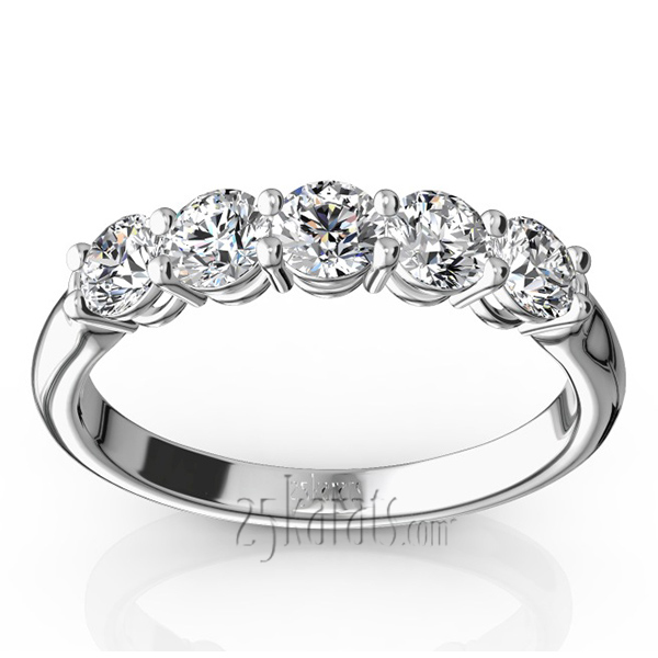 14K white gold Shared Prong Classic Five Stone Anniversary Ring (3/4 ct. tw) - main view