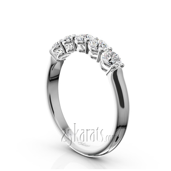 14K white gold Shared Prong Classic Five Stone Anniversary Ring (3/4 ct. tw) - alternate view 2