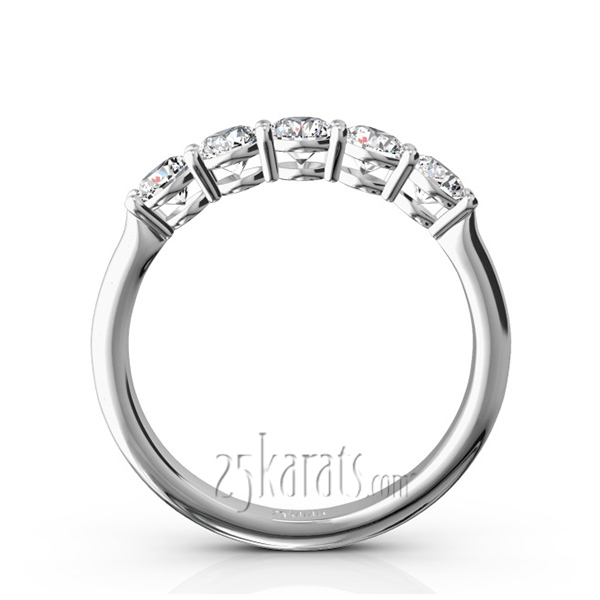 14K white gold Shared Prong Classic Five Stone Anniversary Ring (3/4 ct. tw) - alternate view 3