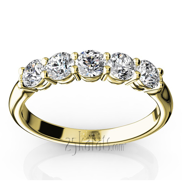 14K white gold Shared Prong Classic Five Stone Anniversary Ring (3/4 ct. tw) - alternate view 4