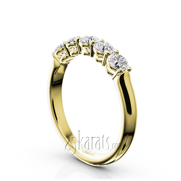 14K white gold Shared Prong Classic Five Stone Anniversary Ring (3/4 ct. tw) - alternate view 5