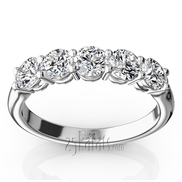 14K white gold Shared Prong Classic Five Stone Anniversary Ring (1 ct. tw.) - alternate view 4