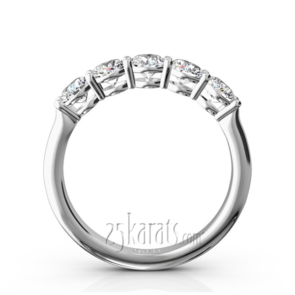 14K white gold Shared Prong Classic Five Stone Anniversary Ring (1 ct. tw.) - alternate view 6