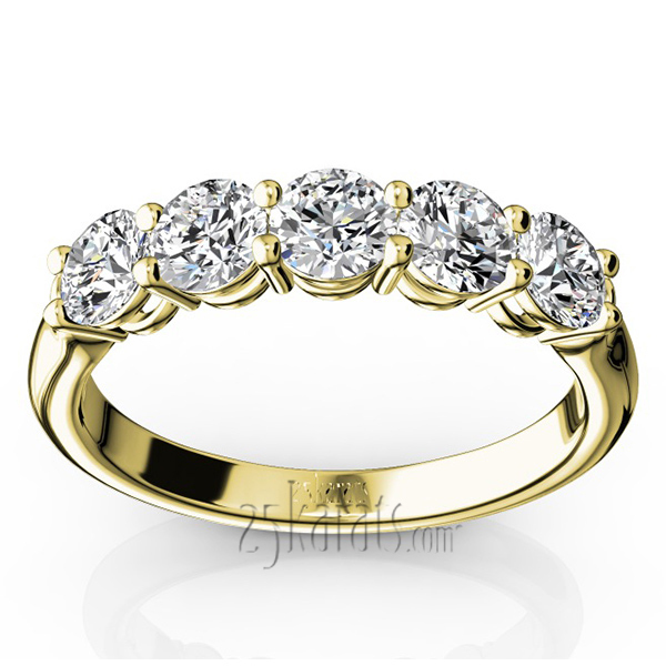 14K white gold Shared Prong Classic Five Stone Anniversary Ring (1 ct. tw.) - alternate view 7