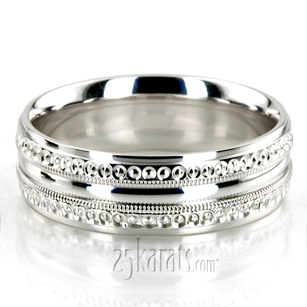 Extravagant Diamond Carved Wedding Band 