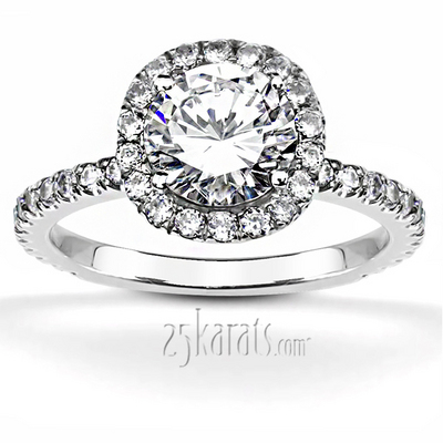 Round Halo Micro Pave Set Engagement Ring(0.66ct. tw.) thumbnail 1