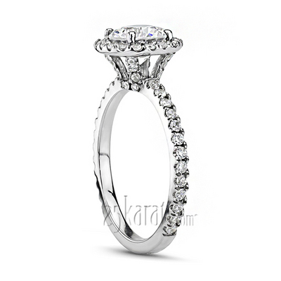 Round Halo Micro Pave Set Engagement Ring(0.66ct. tw.) thumbnail 2