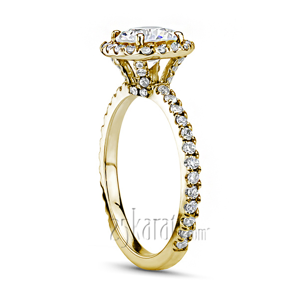 14K white gold Round Halo Micro Pave Set Engagement Ring(0.66ct. tw.) - alternate view 3