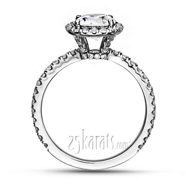 14K white gold Round Halo Micro Pave Set Engagement Ring(0.66ct. tw.) - alternate view 4