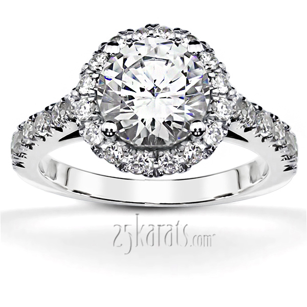 14K white gold Brilliant Diamond Halo Engagement Ring (1/2 ct. t.w) - main view