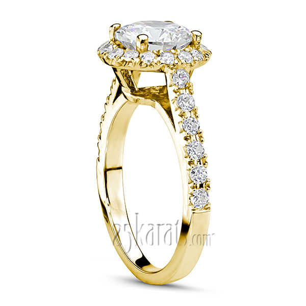 14K white gold Brilliant Diamond Halo Engagement Ring (1/2 ct. t.w) - alternate view 3