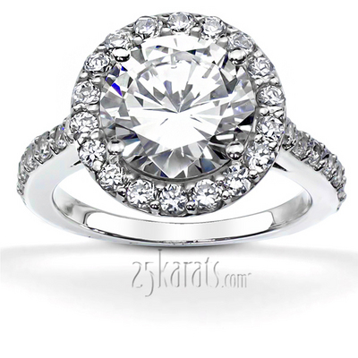 Halo Style Pave Set Diamond Engagement Ring (3/4 ct. t.w.)