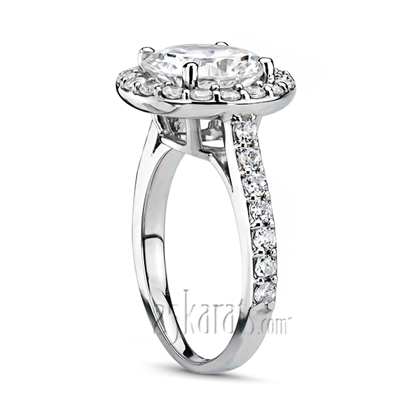 14K white gold Halo Style Pave Set Diamond Engagement Ring (3/4 ct. tw.) - alternate view 2
