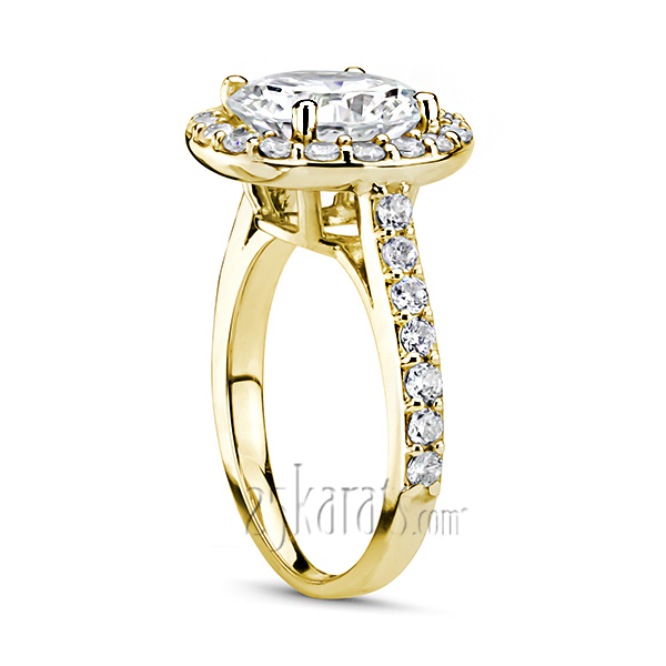 14K white gold Halo Style Pave Set Diamond Engagement Ring (3/4 ct. tw.) - alternate view 3