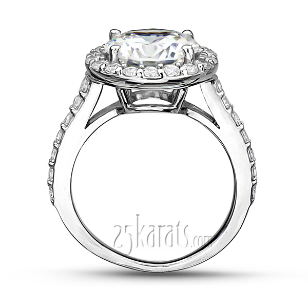 14K white gold Halo Style Pave Set Diamond Engagement Ring (3/4 ct. tw.) - alternate view 4