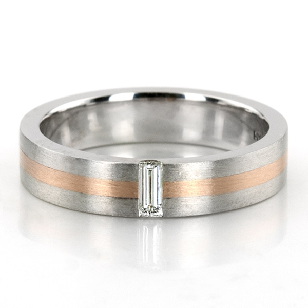 Two-tone Baguette Cut Diamond Wedding Band - main view