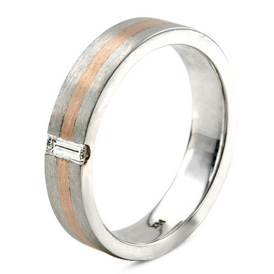Two-tone Baguette Cut Diamond Wedding Band - view 5 of 8