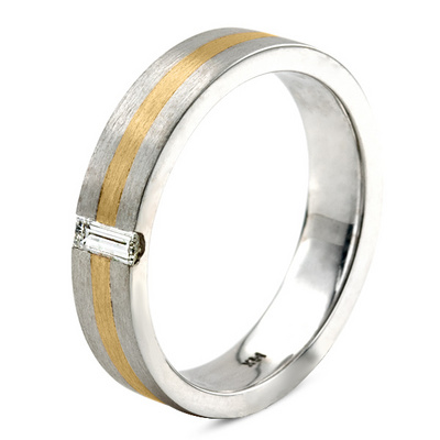 Two-tone Baguette Cut Diamond Wedding Band - view 6 of 8